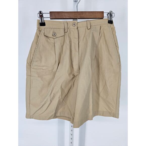 Vintage Karen Scott Womens Sz 8 High Waist Pleated Khaki Shorts 1990s Mom - Picture 1 of 5